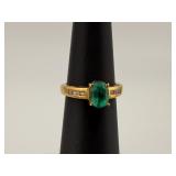 18K Zambian Emerald & Diamond Ring