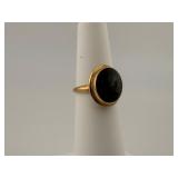 14K Yellow Gold Green Jade Ring