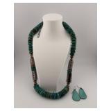 Navajo Turquoise Necklace and Earring Set