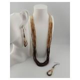 Brown Heishi Necklace and Earring Set