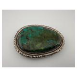 Large Sterling Silver Turquoise Belt Buckle