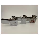 (3) Vintage Zippo Lighters - Engraved & Graphic