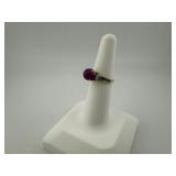 10KT Gold 8mm Ruby Cabochon Ring