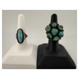 Navajo Turquoise Ring and Cluster Ring