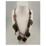 Kazuri Beads Leaf & Charm Necklace