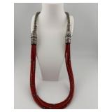 Multi-Strand Red Coral & Turquoise Necklace