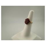 14K Gold Ruby Cluster Statement Ring