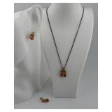 14k YG Pink Tourmaline Pendant & Earrings