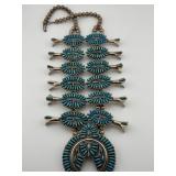 F.M. Begay Navajo Sterling Squash Blossom Necklace