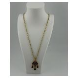 14k YG Garnet & Amethyst Pendant