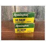2 Boxes Remington 38 S&W 146 Grain Lead
