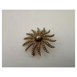 10KT Yellow Gold Pearl Sunburst Pin