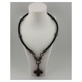 Sterling Silver Cross Pendant with Garnets