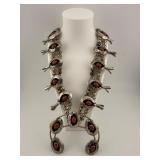 Vintage Navajo Coral Squash Blossom Necklace
