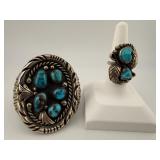 Navajo Sterling & Turquoise Nugget Bracelet & Ring