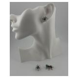 Turquoise Spider Earrings & Miniature Figurine