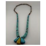 Turquoise Heishi Tab Necklace