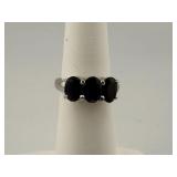 14KT White Gold Three-Stone Iolite Ring