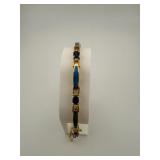 14K YG Sapphire & Opal Inlay Bracelet