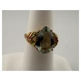 14K Gold Green Amethyst & Peridot Ring