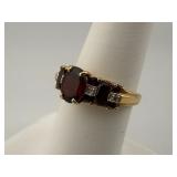 14K Mozambique Garnet & Diamond Ring