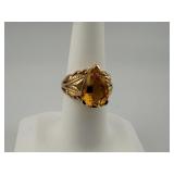 14K Yellow Gold Pear Citrine Ring