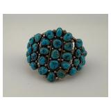 Turquoise Cluster Sterling Silver Cuff Bracelet