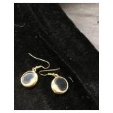Gold-Tone Dangle Earrings with Black and Gold Circ