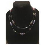 Double-Strand Beaded Necklace with Multicolor Glas