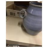 Ann Brink Blue Ceramic Vase with Handle