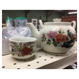 Floral Ceramic Teapot and Cup Set