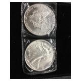 Two United States 1 oz .999 Fine Silver American E