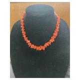 Red Coral Bead Necklace with Lobster Clasp