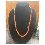 Beaded Necklace with Red Coral Beads