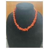 Red Coral Bead Necklace with Hook Clasp