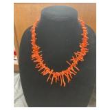Red Coral Branch Necklace with Adjustable Clasp
