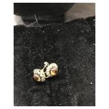Gold-Tone Clip-On Earrings with Amber-Colored Ston