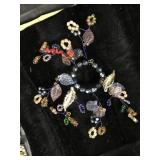 Beaded Floral Wreath Ornament with Multicolored Gl