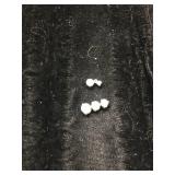 Three Pairs of Small White Stud Earrings