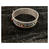 Silver-Tone Bracelet with Inset Multicolor Stones