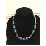 Glass Bead Necklace with Multicolor Accents