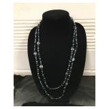 Long Strand of Black Freshwater Pearls with Irregu