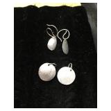 Two Pairs of Silver Hook Earrings
