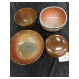 Four Ann Brink Studio Pottery Bowls and Vessels