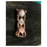 Wood Bead Bracelet With Square Accents