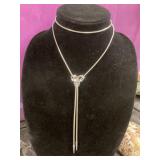 Silver-Tone Lariat Necklace with Knot Detail