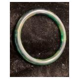 Green Marbled Bakelite-Style Bangle Bracelet