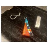 Dichroic Glass Pendant with Silver Tone Bail and V