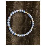 Blue Beaded Bracelet with Gold-Tone Accents