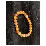 Stretch Beaded Bracelet with Polished Orange-Toned